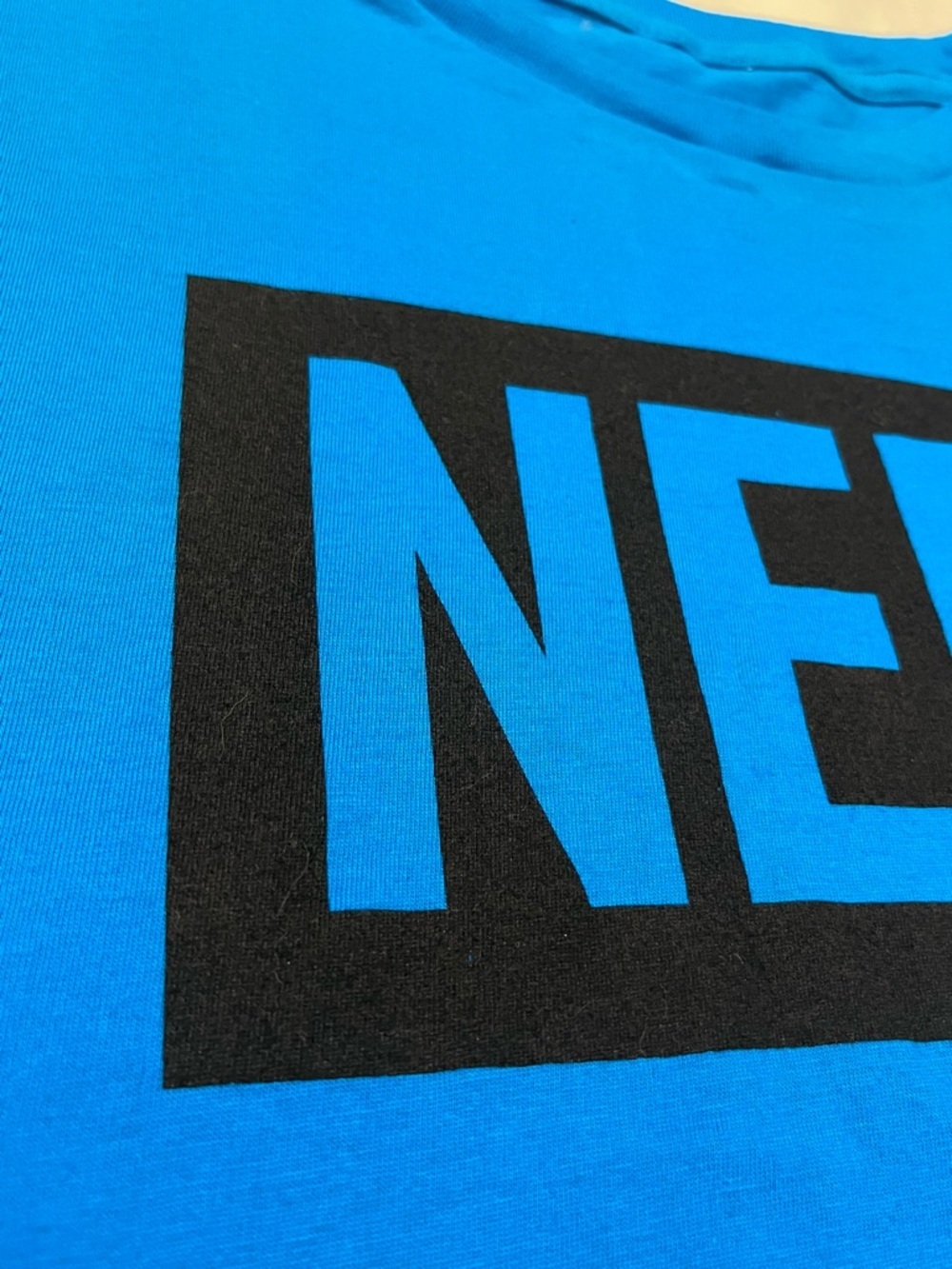Neff Men's Graphic Logo Short Sleeve Tee in Bright Blue with Black Box T-shirt - Picture 16 of 16